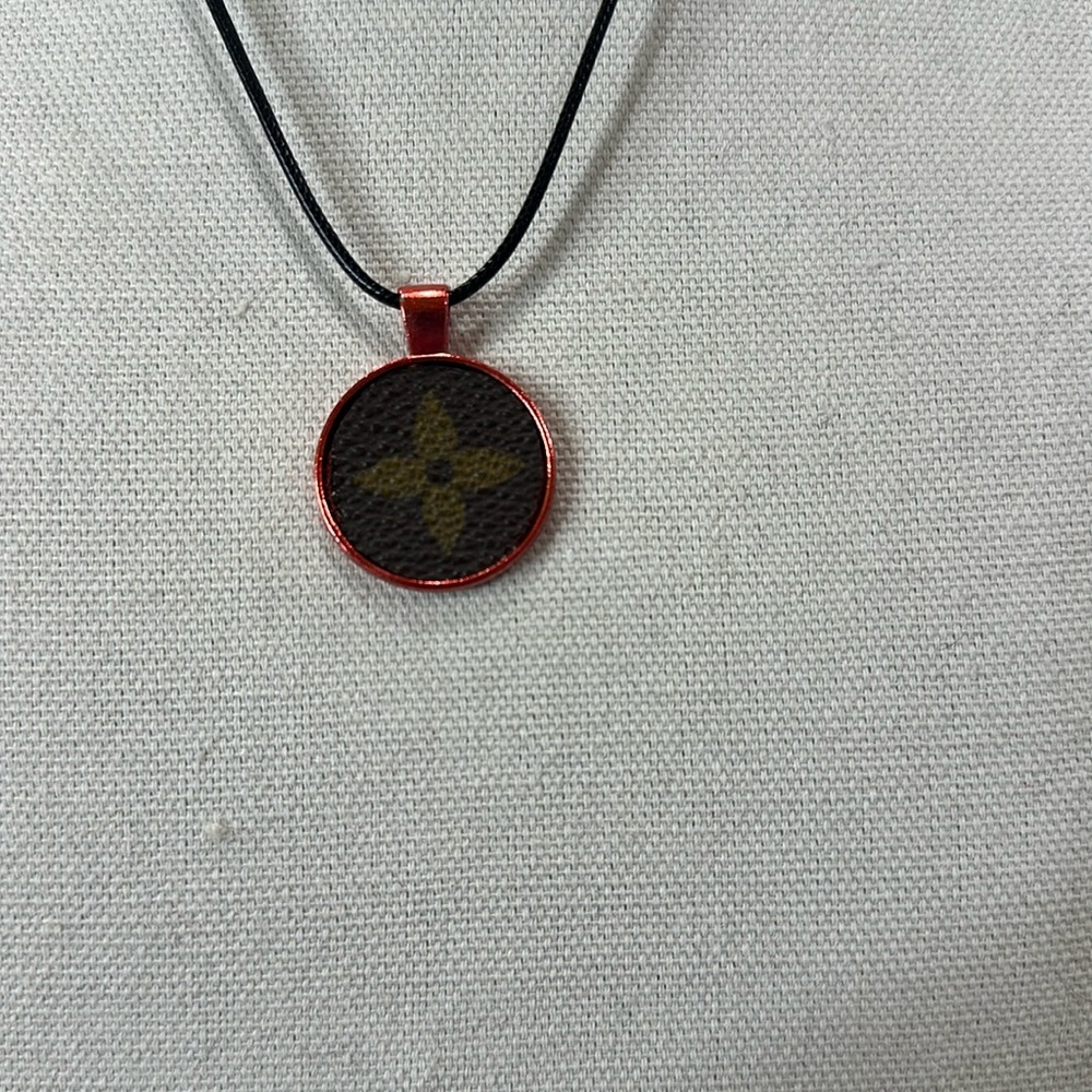 Necklace with upcycled Louis Vuitton monogram charm